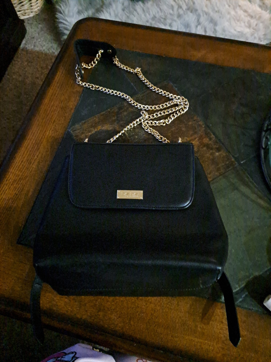 “bebe” Of Los Angeles Crossbody/backpack. Chain Long Strap/2 Straps. Black.