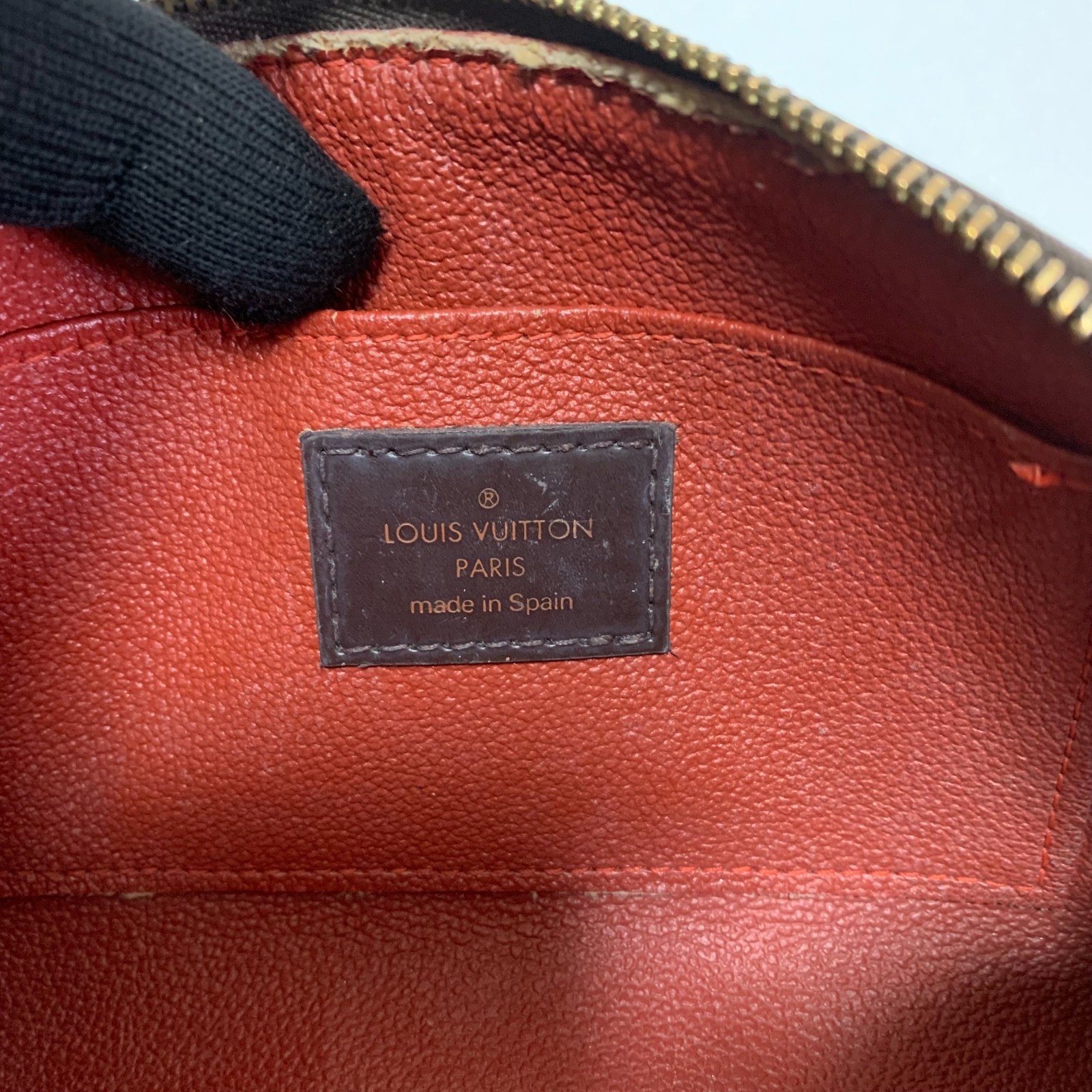 Louis Vuitton Damier Ebene Cosmetic Pouch N47516 Makeup Bag Brown Auth Spain
