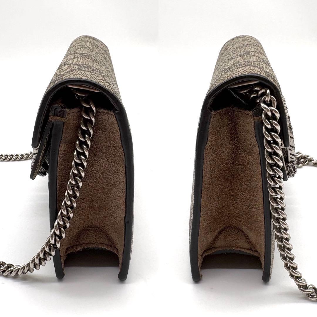 GUCCI Dionysus Super Mini Chain Shoulder Bag Brown Leather Unisex Authentic