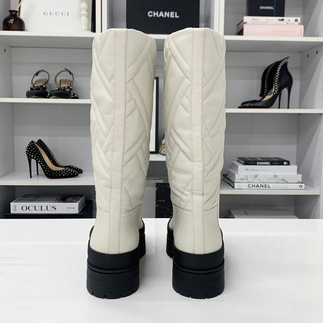 Hermes Fuji Ex Libris Quilted Leather Long Boots US 6 / UK 4 Japan 0715529