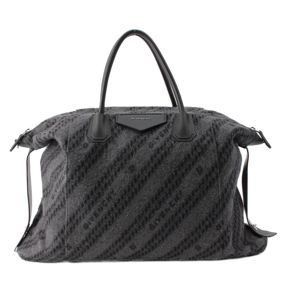GIVENCHY Antigona Soft Large Wool 2WAY Handbag Grey Used Italy W/Storage bag