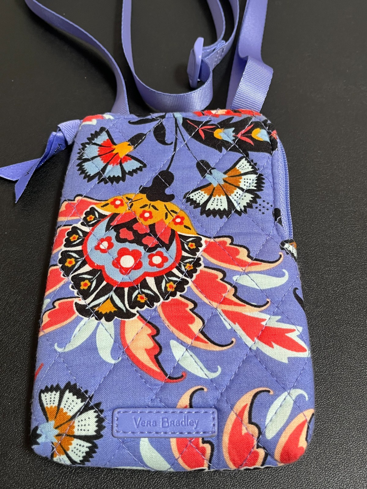 VERA BRADLEY Lighten Up Cell Phone Crossbody Bag Mural Garden RFID