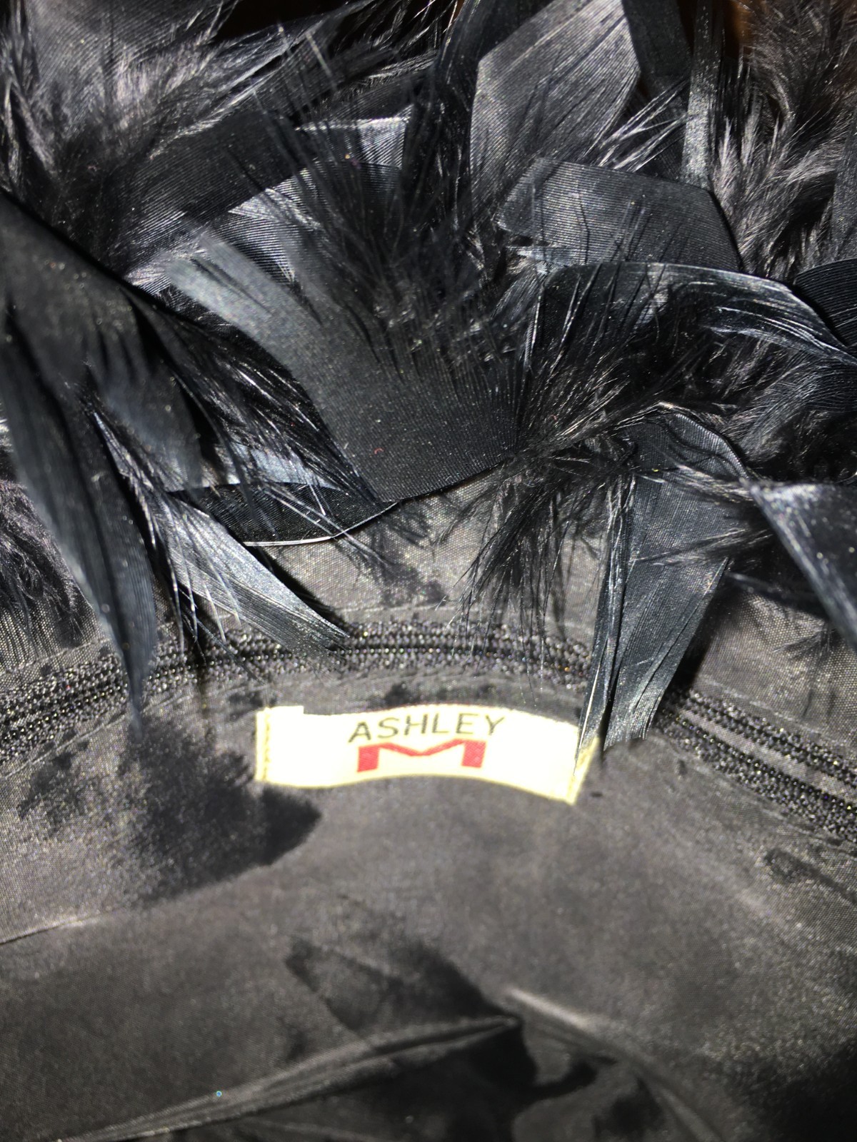 Ashley M Elvis Presley tribute tote bag blk. brown/faux feather trim&rhinestones