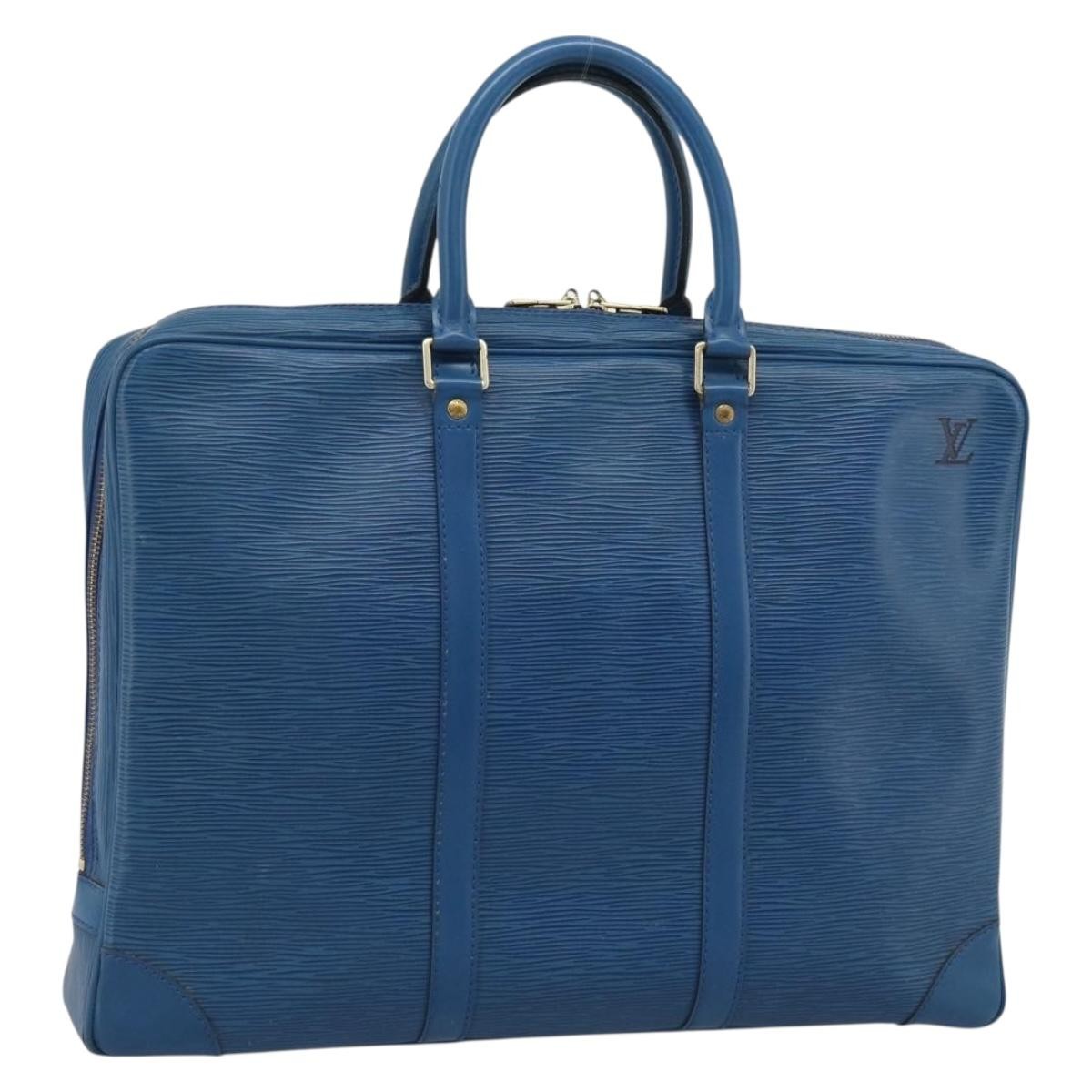 LOUIS VUITTON Epi Porte Documents Voyage Bag Blue M54475 LV Auth 184139