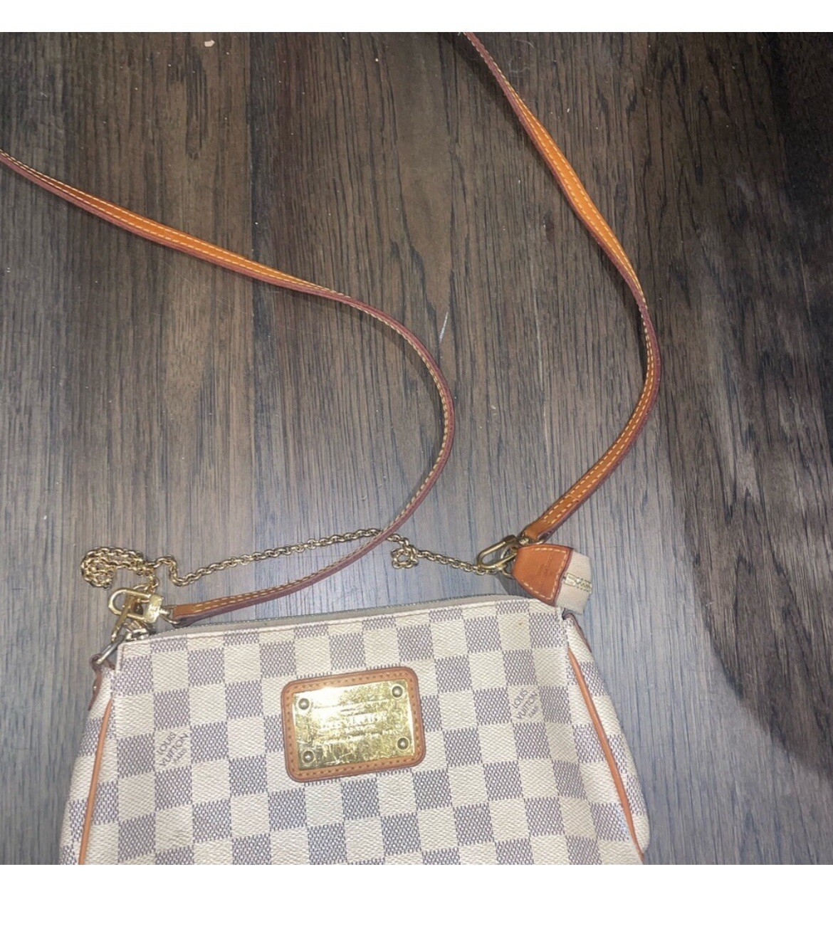 LOUIS VUITTON Authentic Eva Azur Damier Clutch Crossbody Bag MB0125