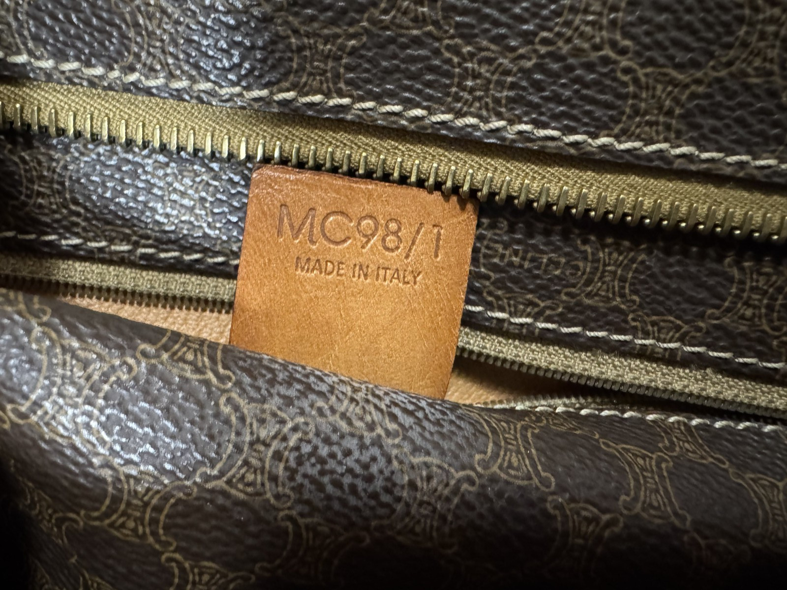 CELINE macadam PVC leather tote bag brown Authentic 0010