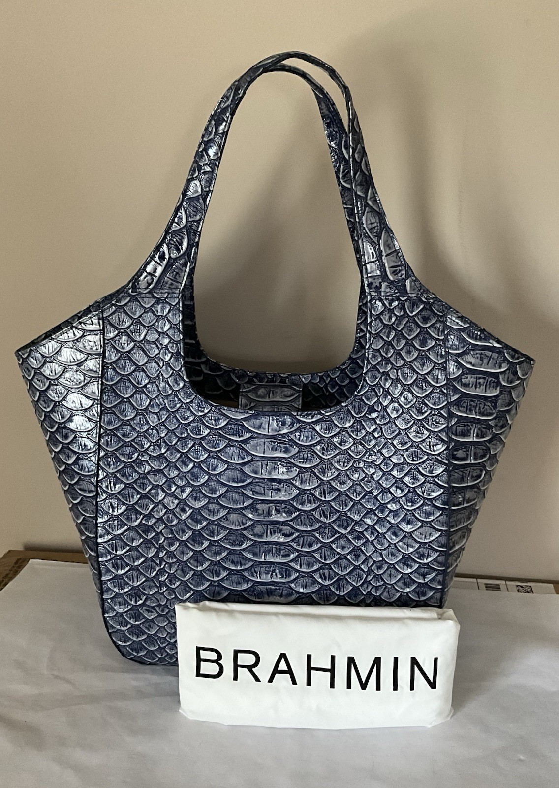 BRAHMIN Large Carla Demin Cruz tote shoulder bag EUC