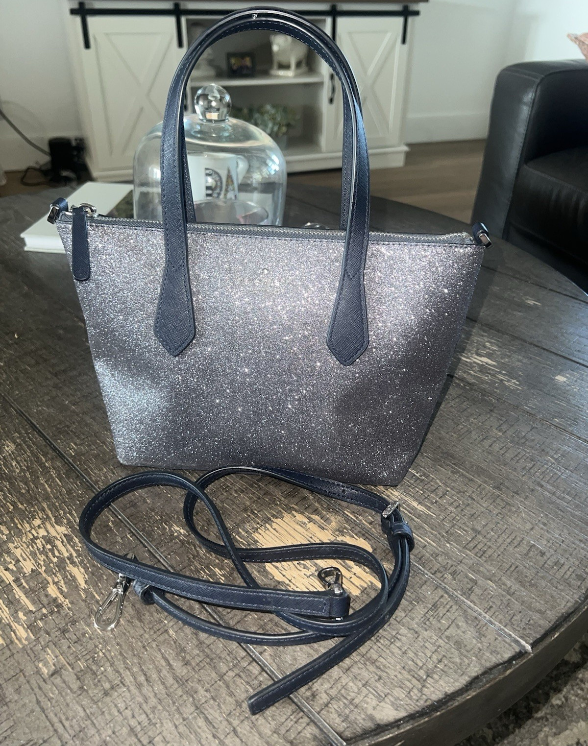 Kate Spade Tinsel Shimmy Lola Joeley Glitter Small Top Zip Satchel Crossbody Bag