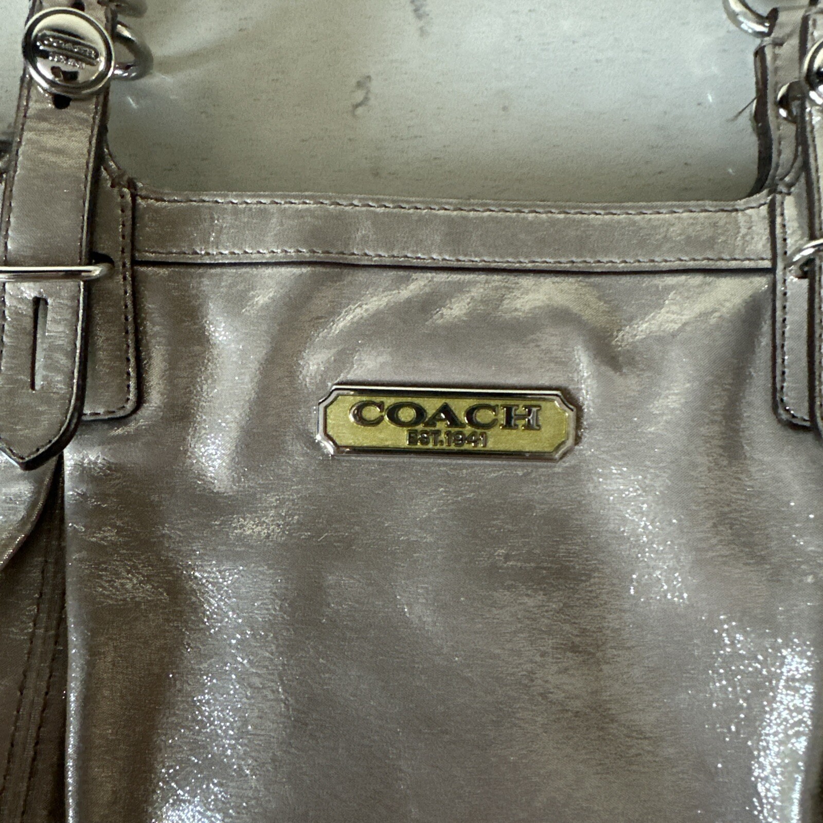 COACH Hampton Laguna Metallic Shimmer Nude Gold Tote Bag Purse M1060-F16562