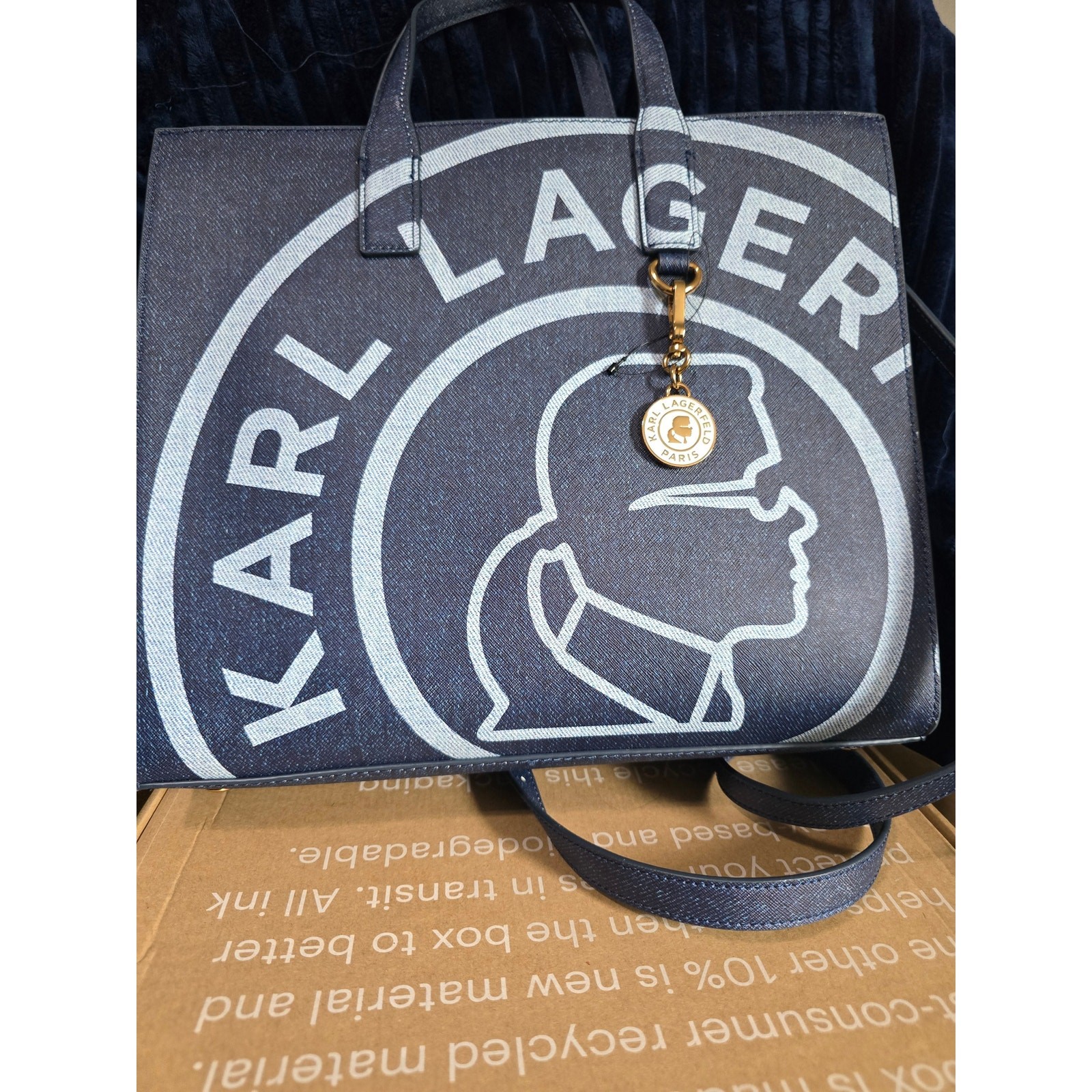 NWT-Karl Lagerfeld Paris Nouveau Exploded Logo Print Satchel