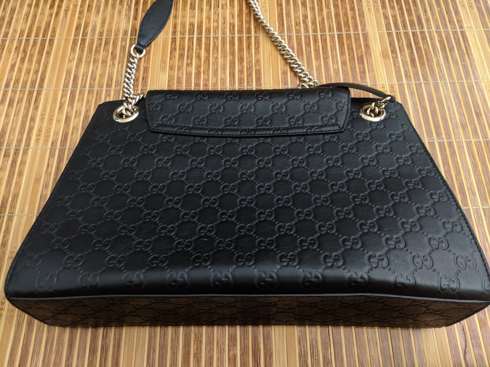 Gucci Black Guccissima Leather Large Emily Chain Shoulder Bag – GREAT CONDITION