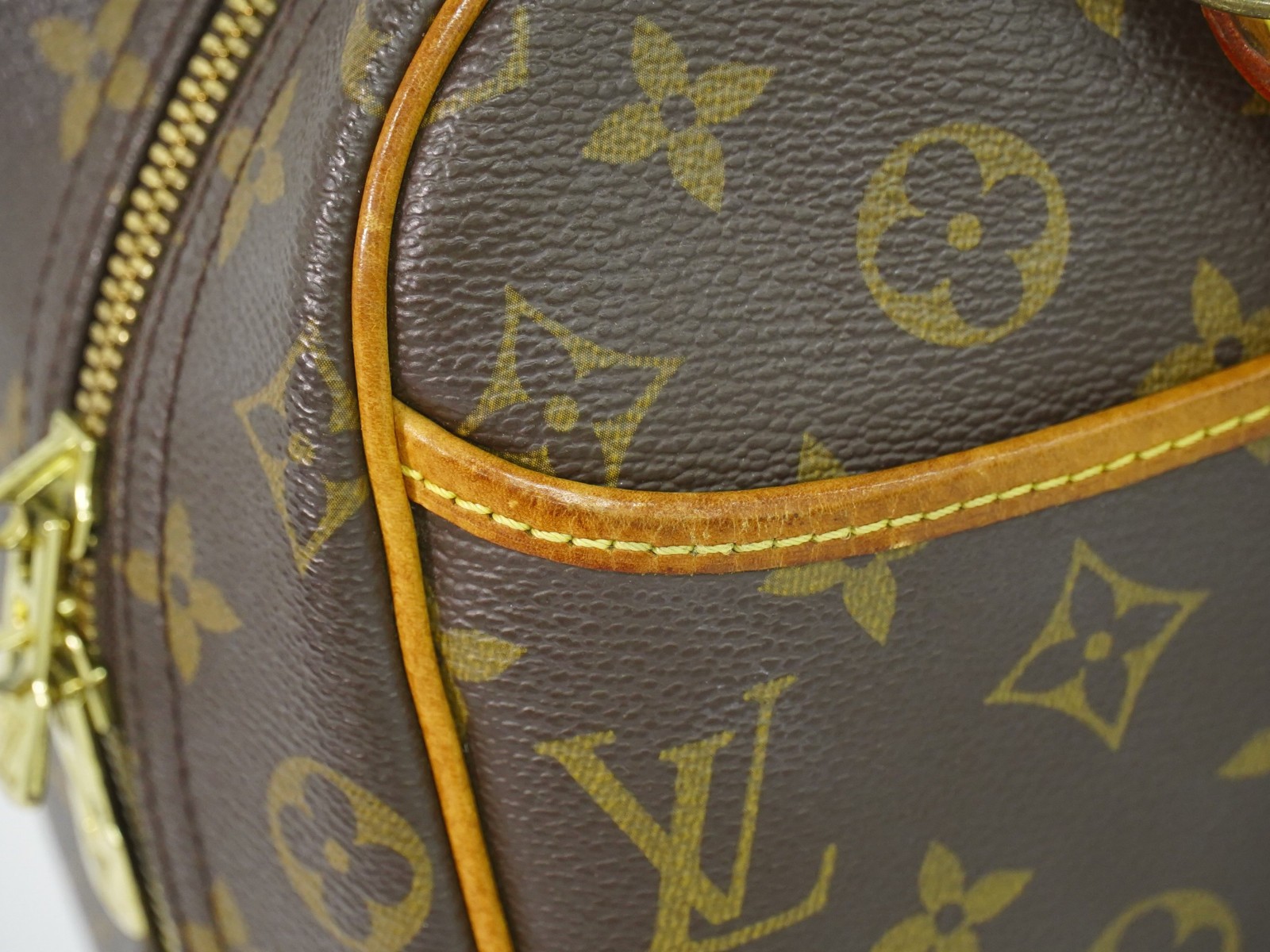 Louis Vuitton Trouville M42228 Monogram Canvas Handbag Brown Gold