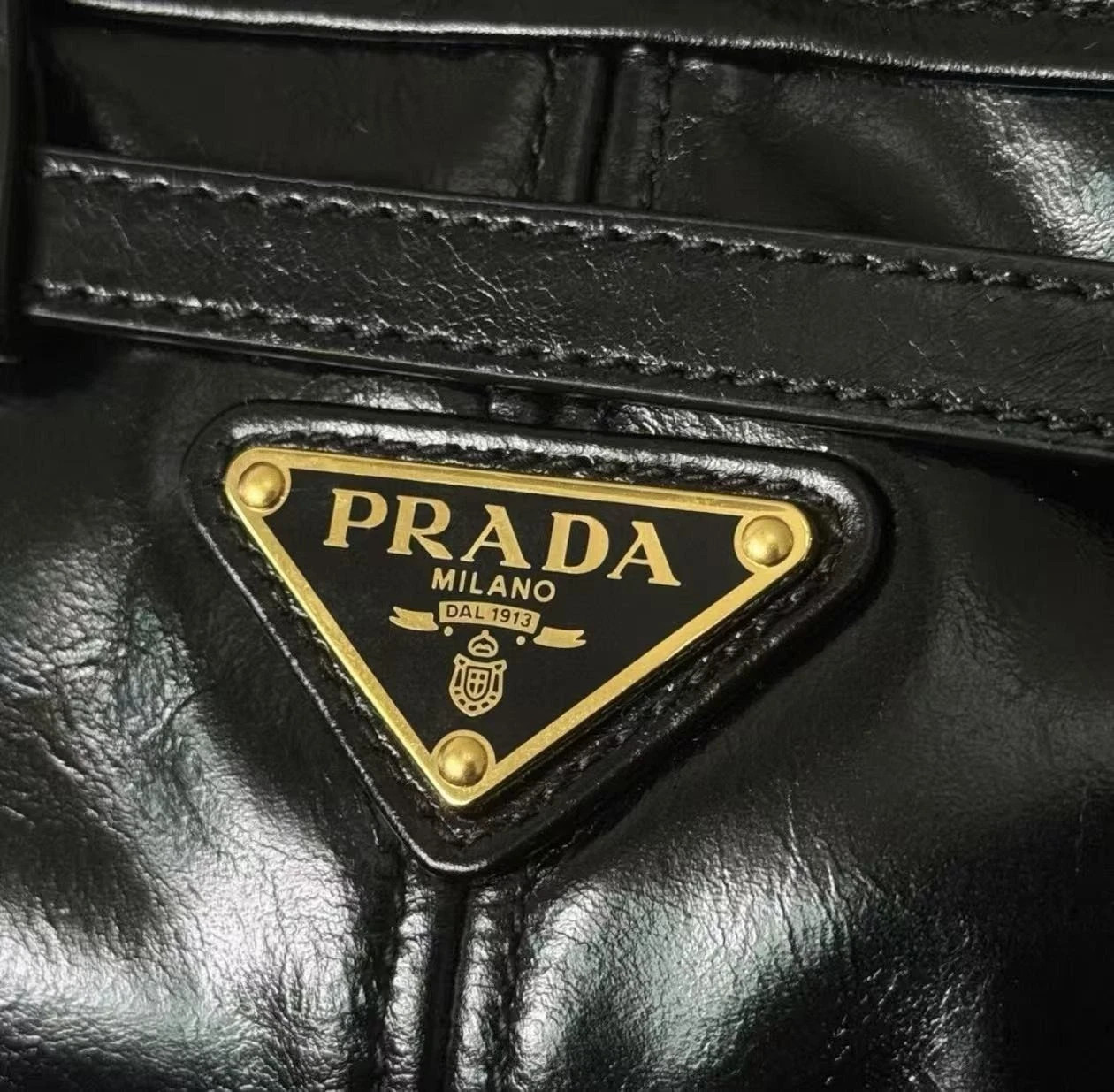 Prada Soft Lux 1BA426 Leather Handbag Convertible Crossbody Shoulder Bag Black G