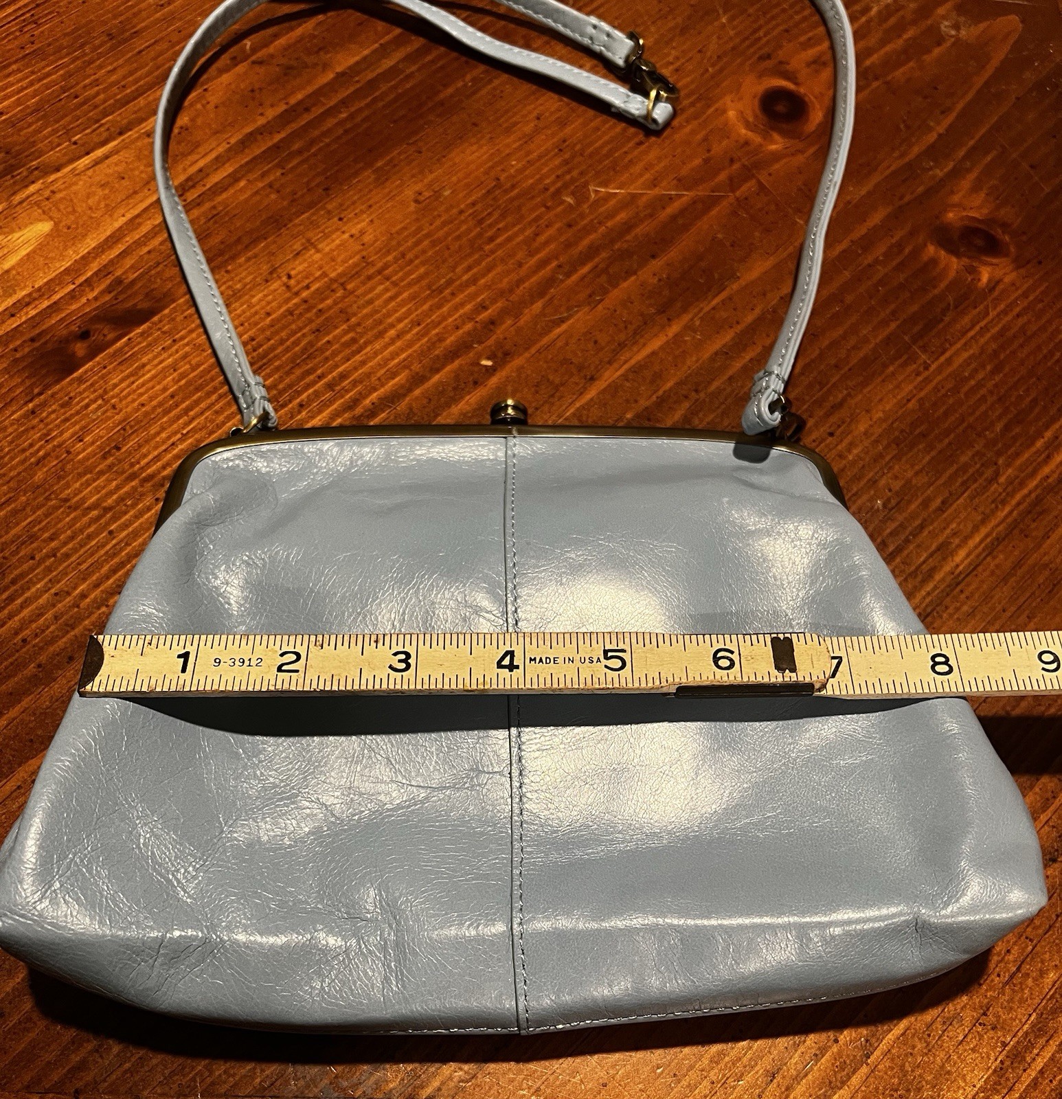 New! HOBO Lana Blue Mist Leather Mini Bag Kiss Lock Boho Purse w/ Tags