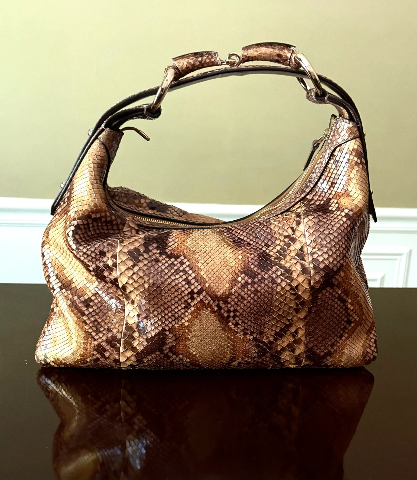 Gucci Python Leather Hobo Shoulder Bag