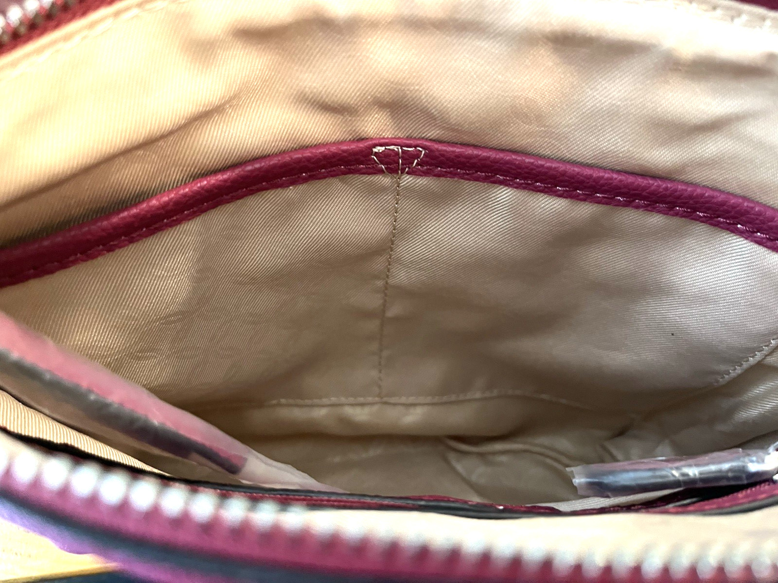 Dana Buchman Red Faux Leather Handbag Crossbody Adjustable Burgundy NWT