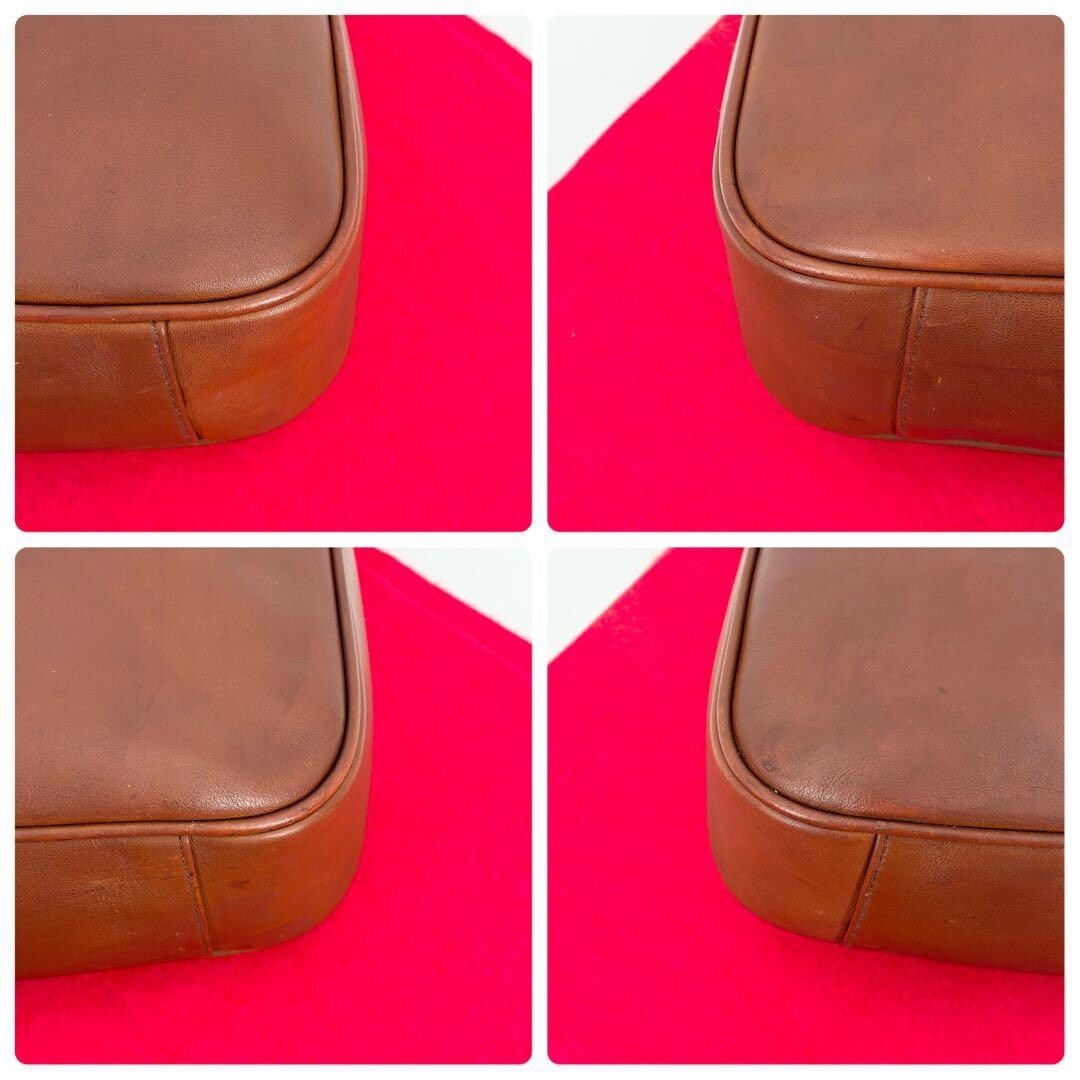 GUCCI One Shoulder Bag Leather Brown Vintage Authentic From Japan