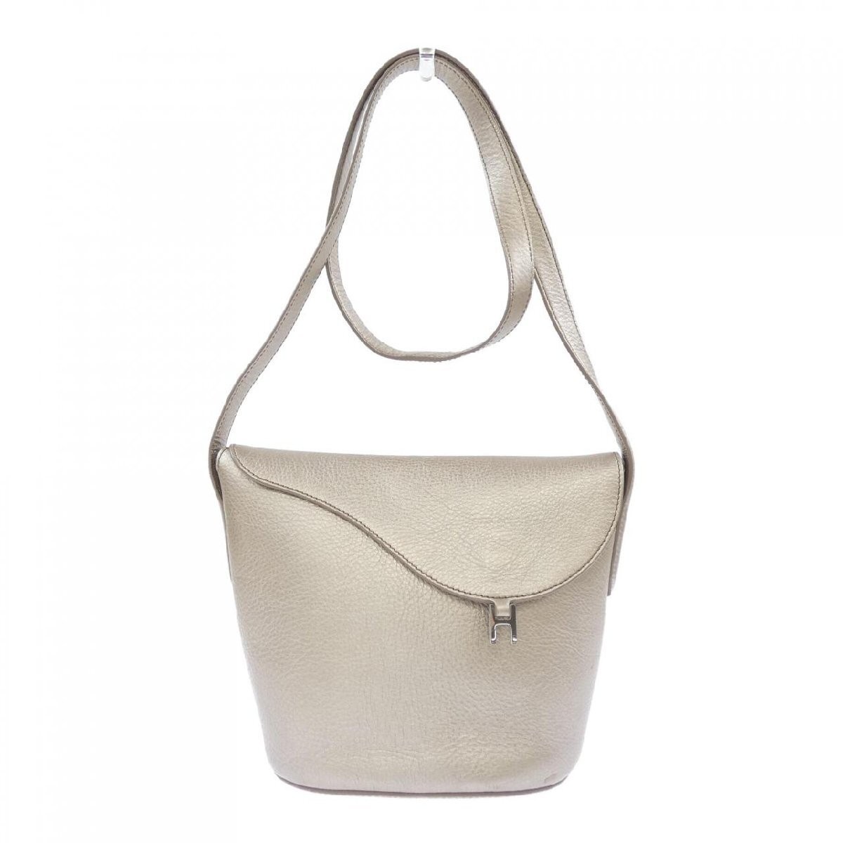 Hirofu Bag Beige Shoulder Bag Leather Used Authentic