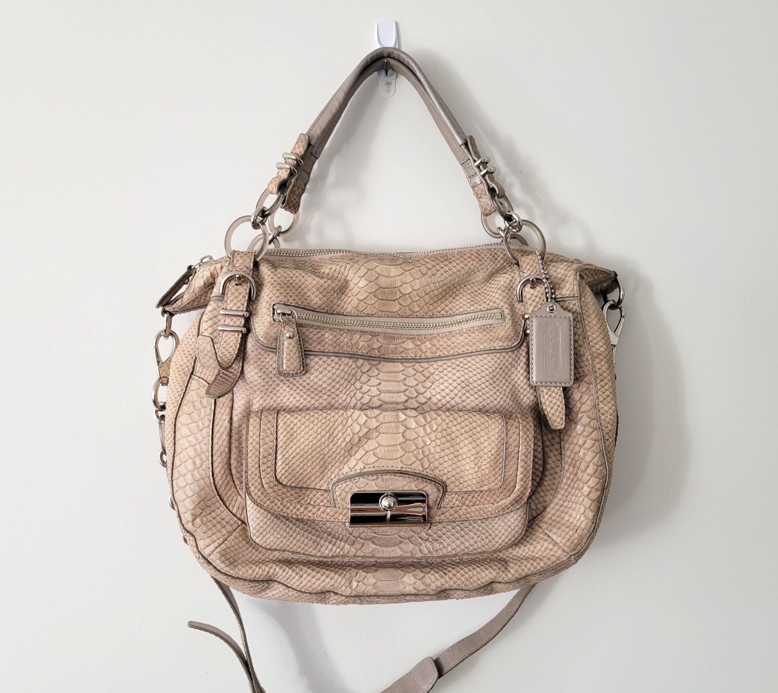 COACH Kristin Pinnacle Embossed Python Laila Round Satchel 19342
