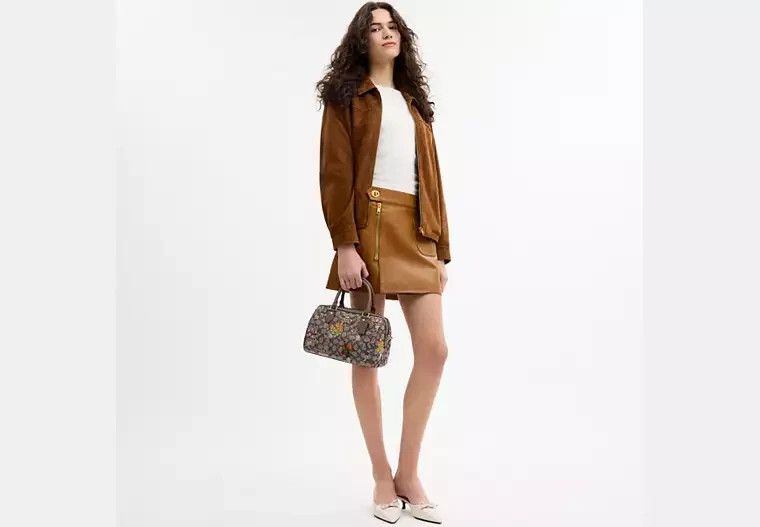 Coach Rowan Satchel Bag In Signature Jacquard Floral Embroidery Brand New CDZ01