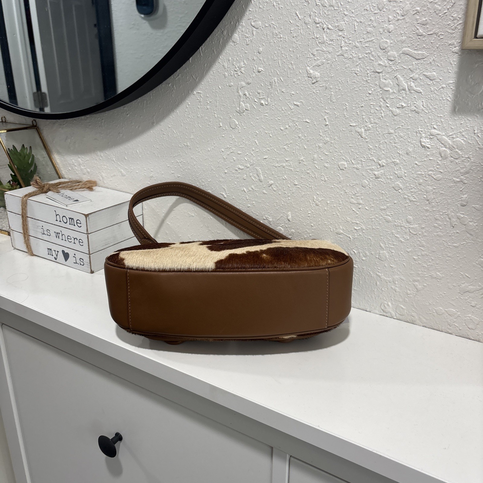 Coach Ashton Shoulder Bag In Haircalf With Cow Print Gold/Cow Multi CDW47 NWT
