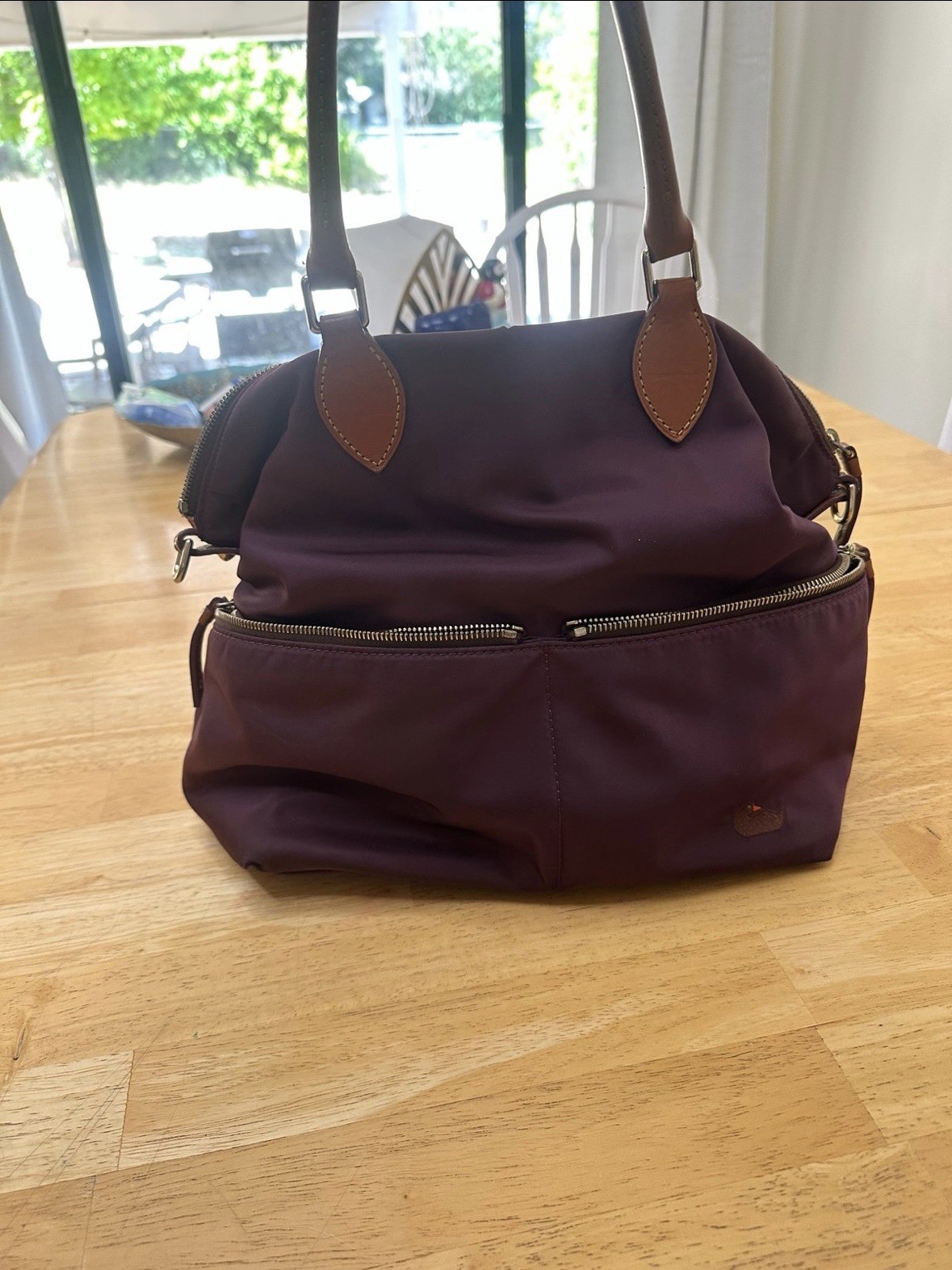 VTG Dooney & Bourke Purple Nylon Duck Shoulder Hand Bag North South Pink Liner