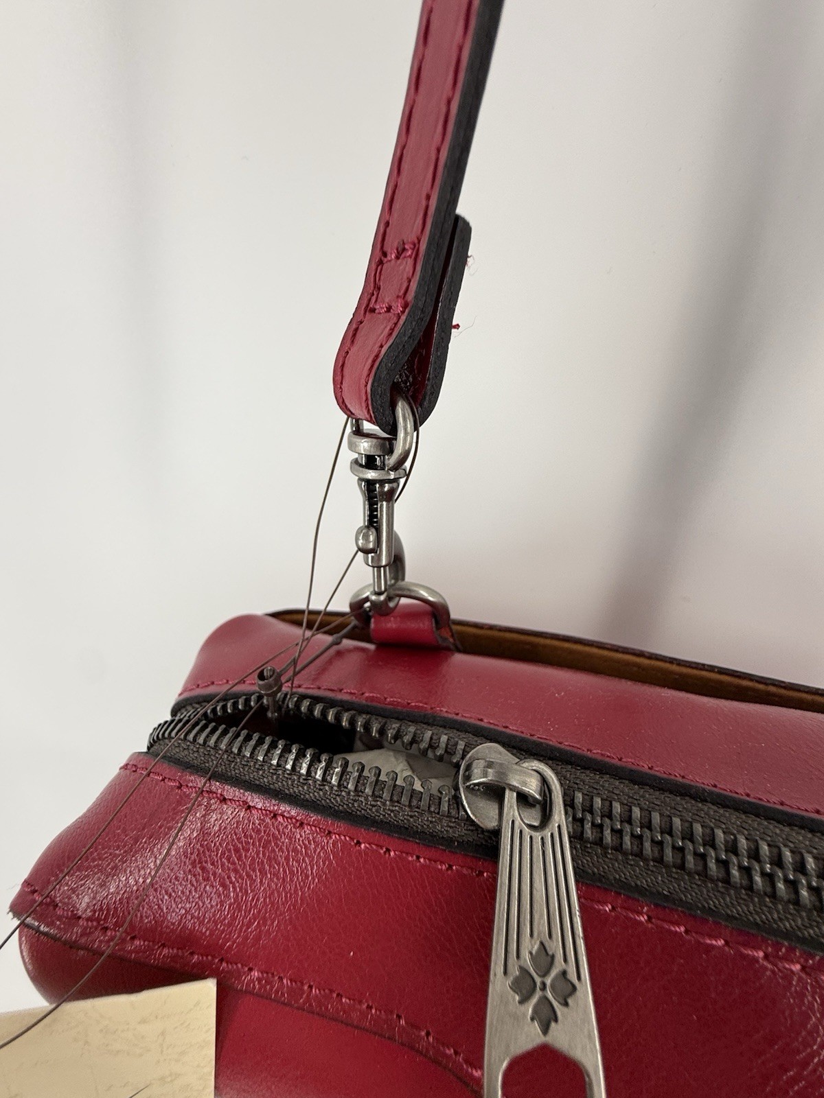 Patricia Nash Joliet Cranberry Leather Crossbody Convertible Clutch Pouch NWT