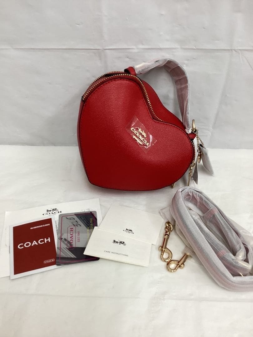 COACH Valentine Red Heart Crossbody Bag Leather Women’s Purse Love Rare From JP