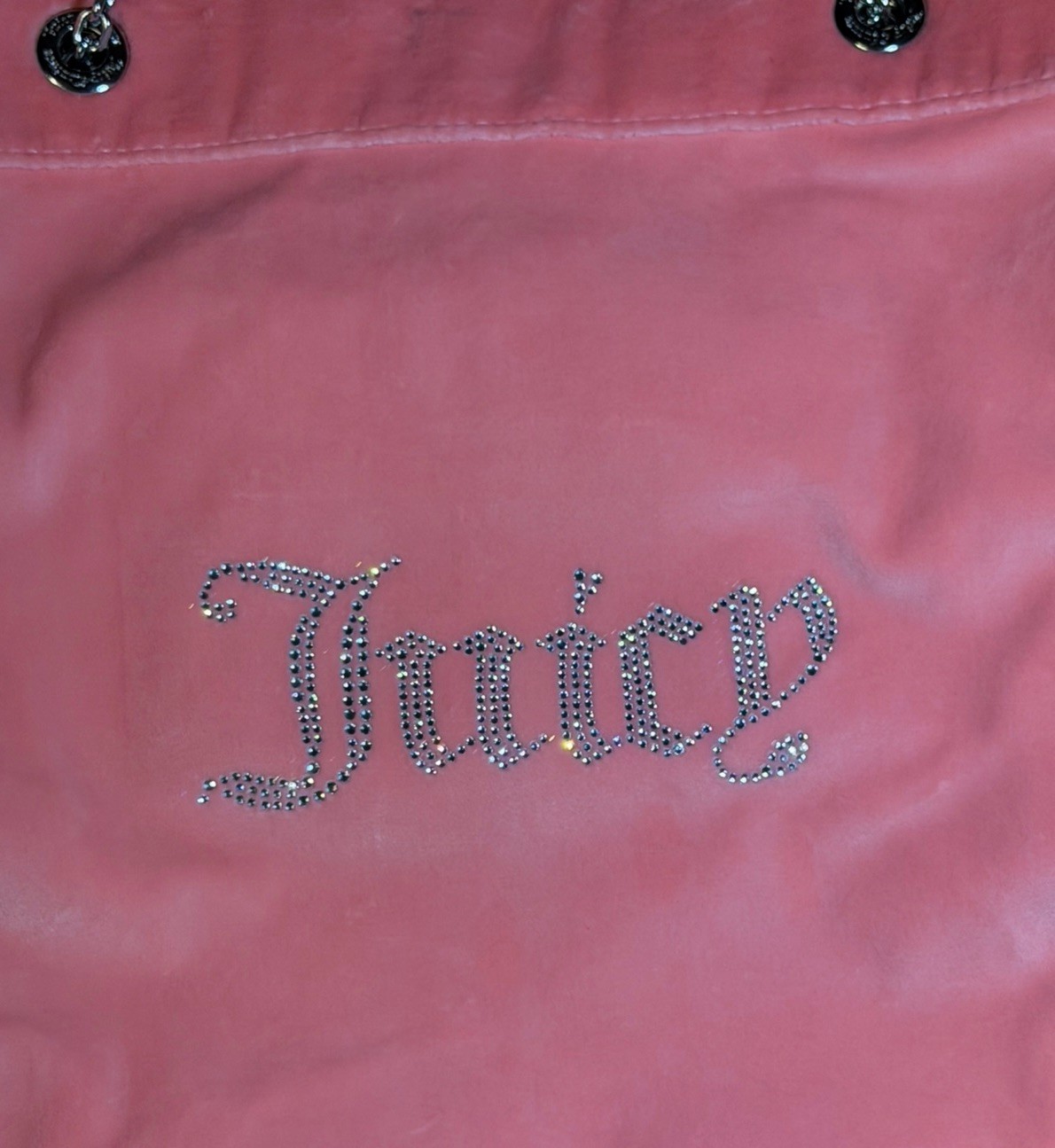 Juicy Couture Kimberly Tall Pink Velour Chain Link Shoulder Tote Bag Y2K