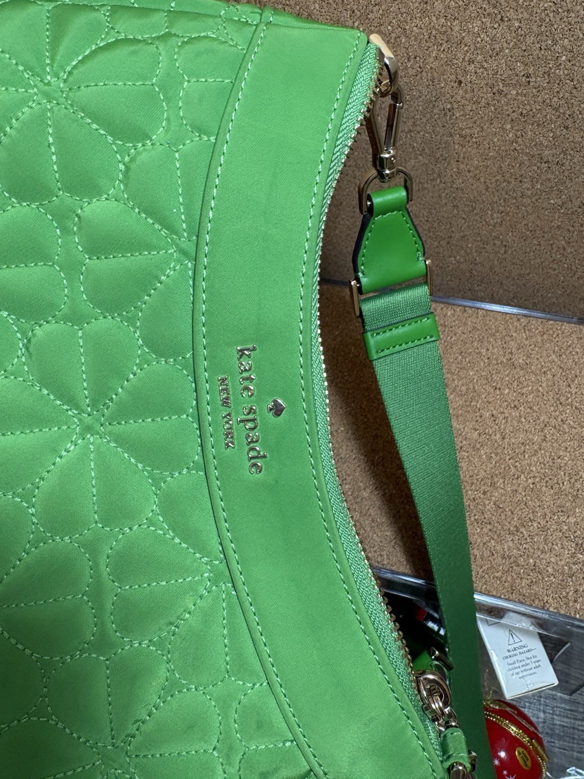 Kate Spade Flower Quilted Fabric Crossbody Handbag Green