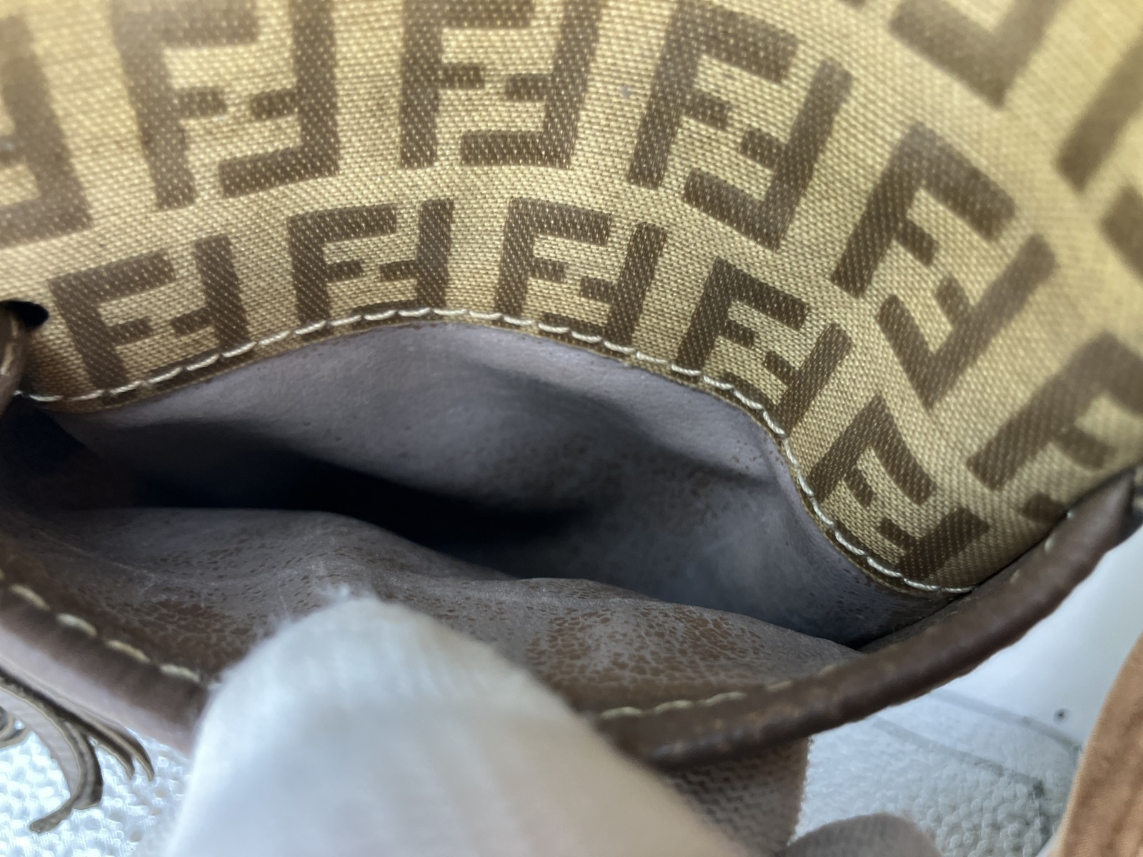 FENDI Zucca PVC Leather Drawstring Bucket Shoulder Bag Vintage Italy
