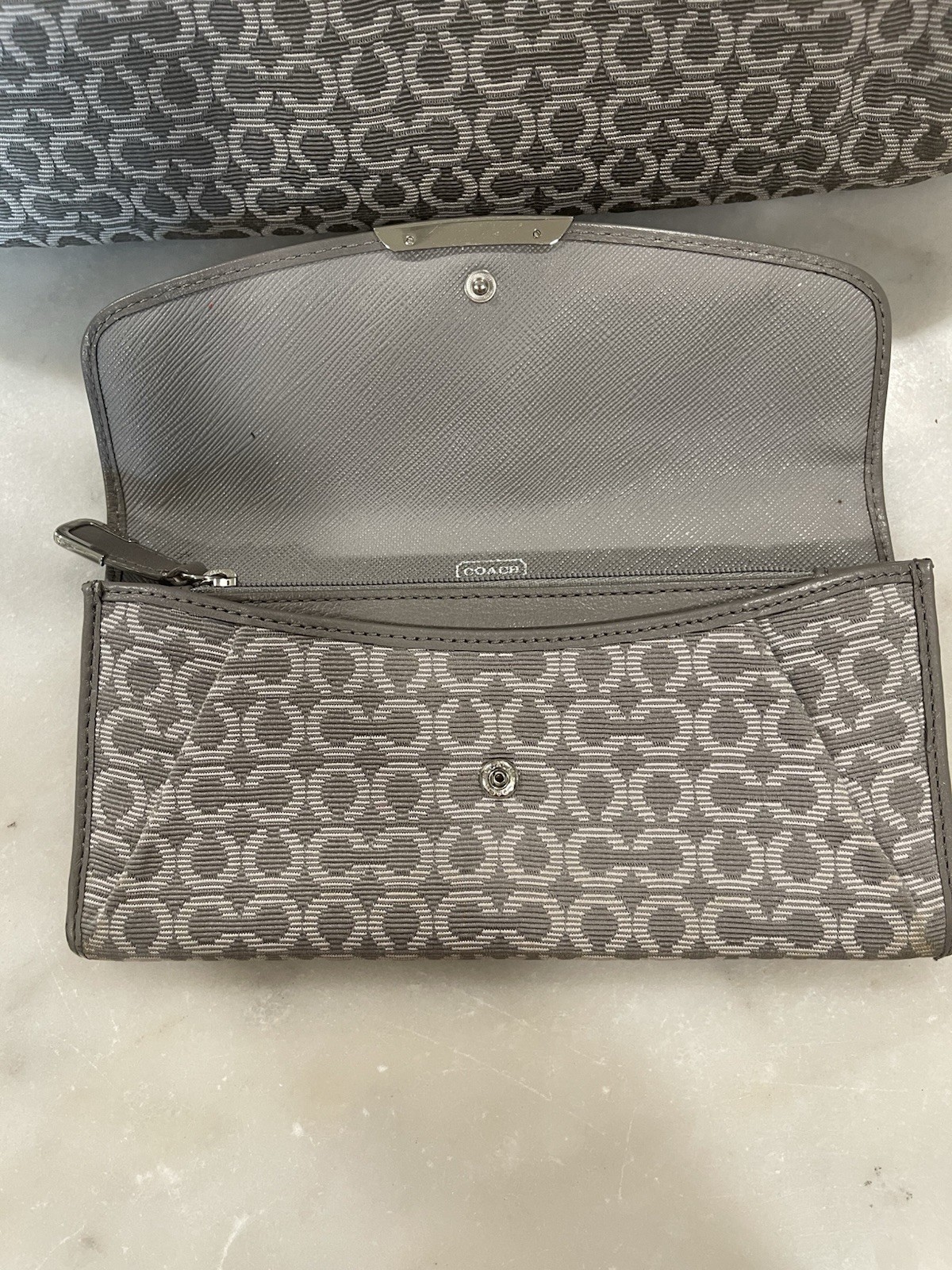 COACH Madison Light Grey Op Art Small Phoebe Shoulder Bag #F26281 /Wallet