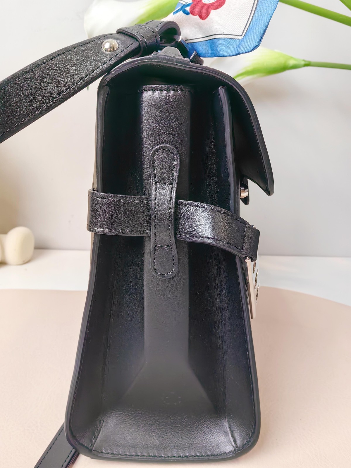 Authentic Delvaux Calfskin Top Handle Bag Black Silver-Tone eBay AG