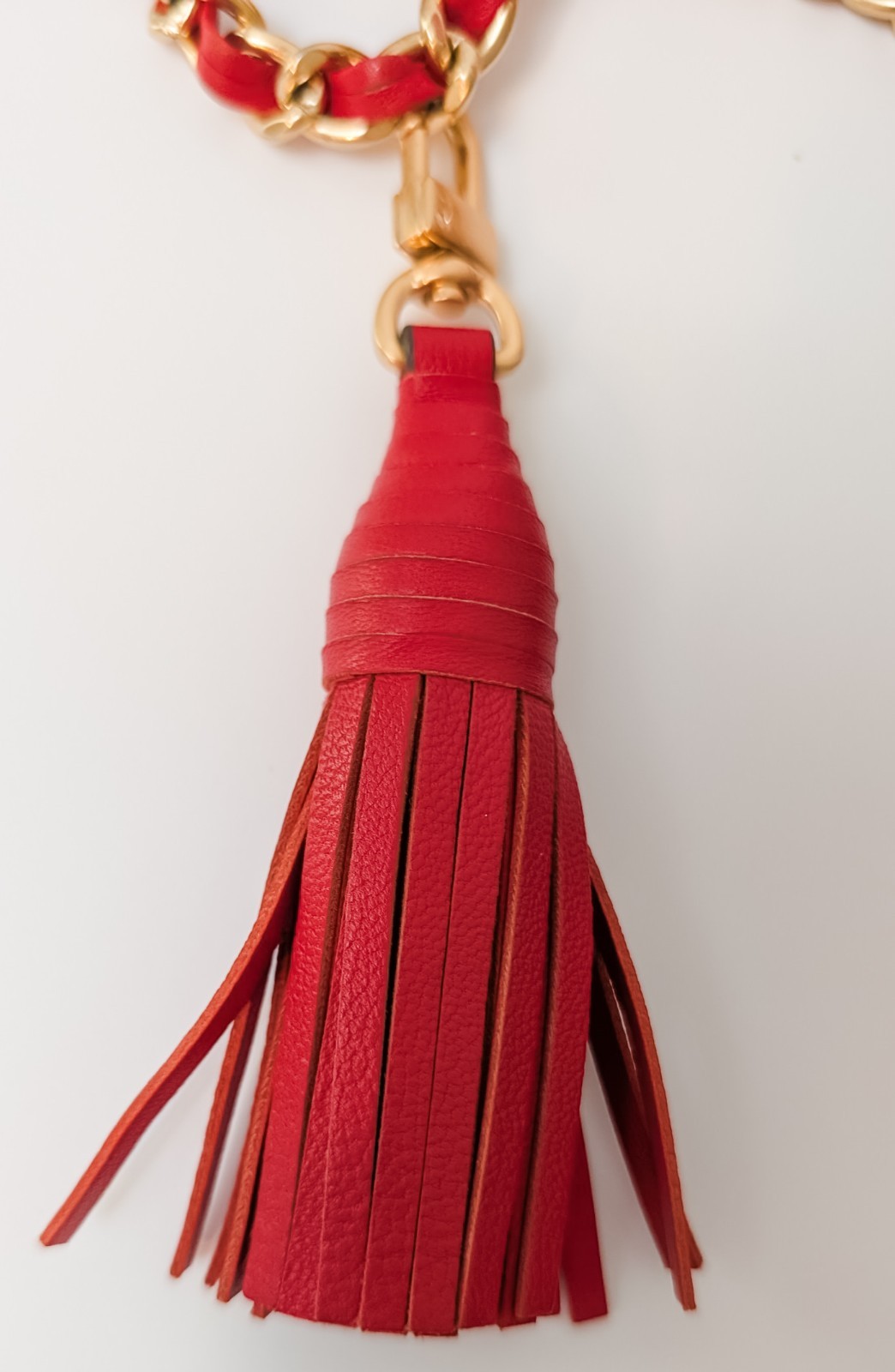 Tory Burch Fleming Convertible Shoulder Bag Red Leather Gold Chain Tassel