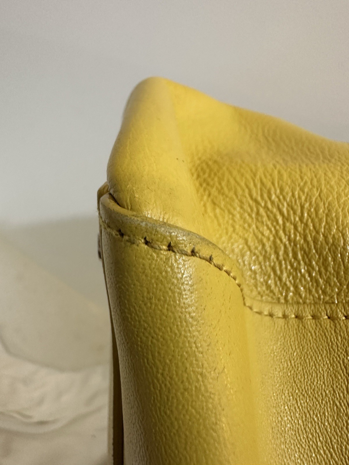 Furla Twiggy Medium Boston Shoulder Mustard Yellow Leather 32x25cm Rare