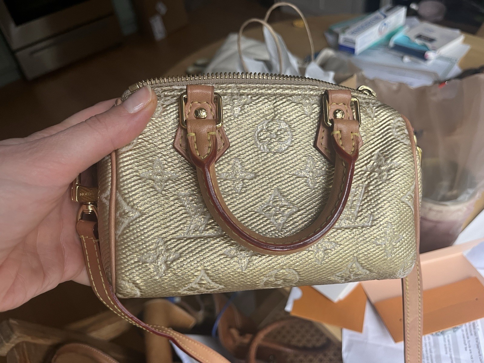 Louis Vuitton Nano Speedy Metallic Gold Monogram – RARE