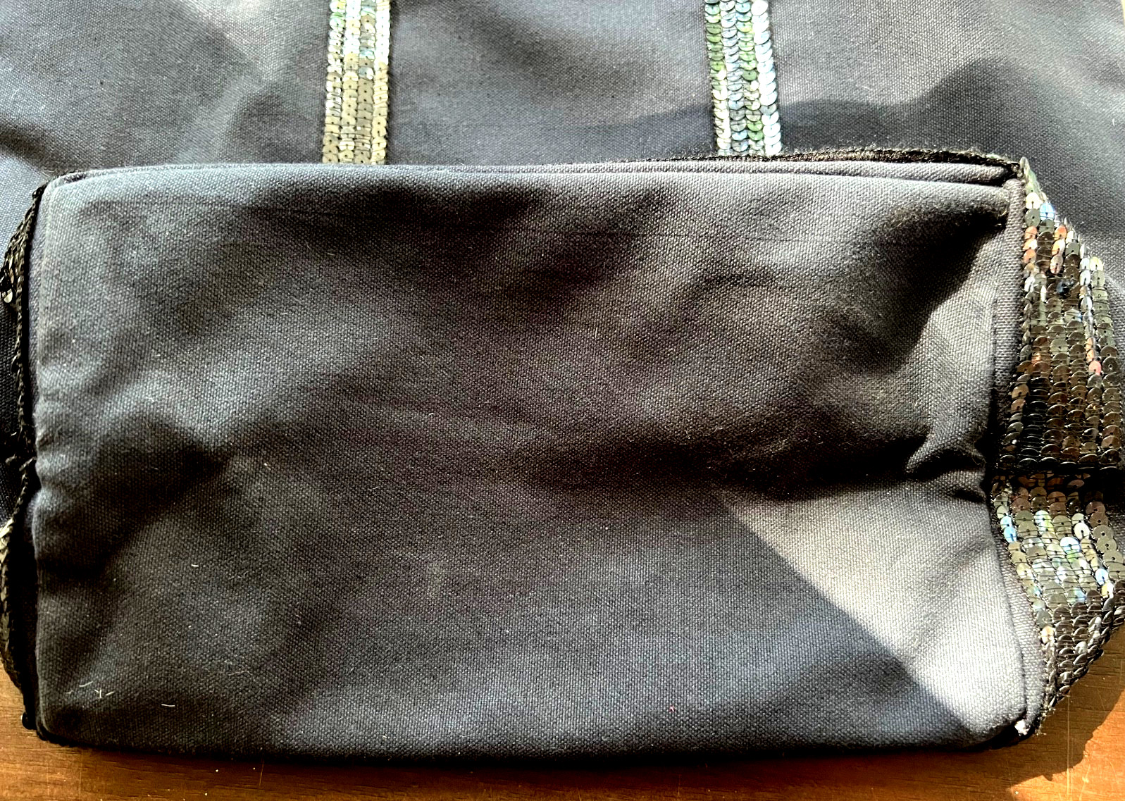 Vanessa Bruno Black Canvas Sequin Tote, Le Cabas, Vintage
