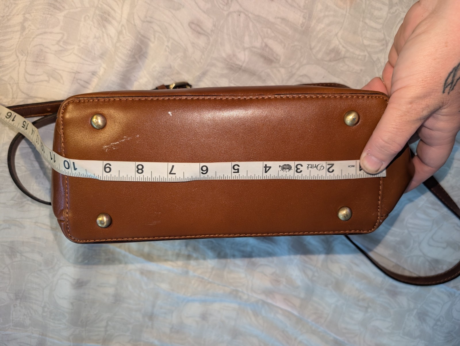 Patricia Nash Brown Empoli Leather Purse Satchel Heritage Collection Crossbody