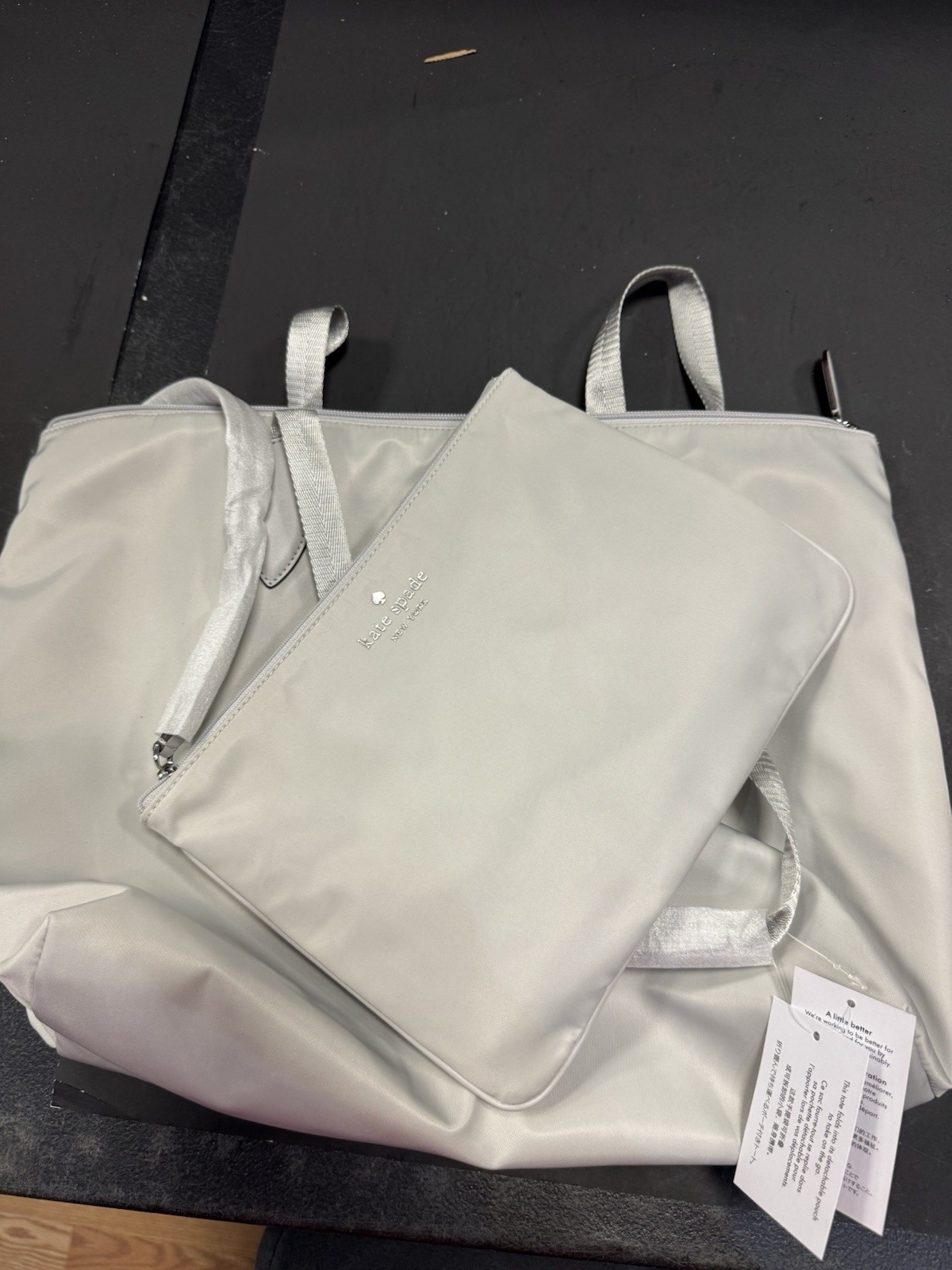 NWT Kate Spade Large Tote Bag Platinum White 17×11 inches New