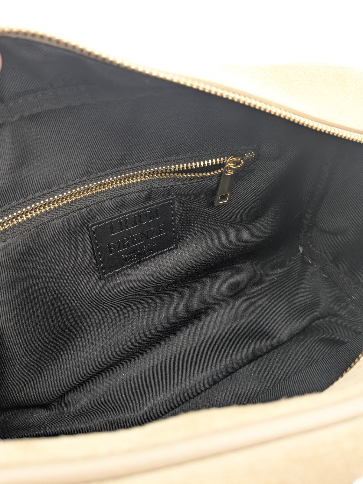 Lilium Firenze Italian Leather Suede Minimalist Small Duffle Handbag Neutral