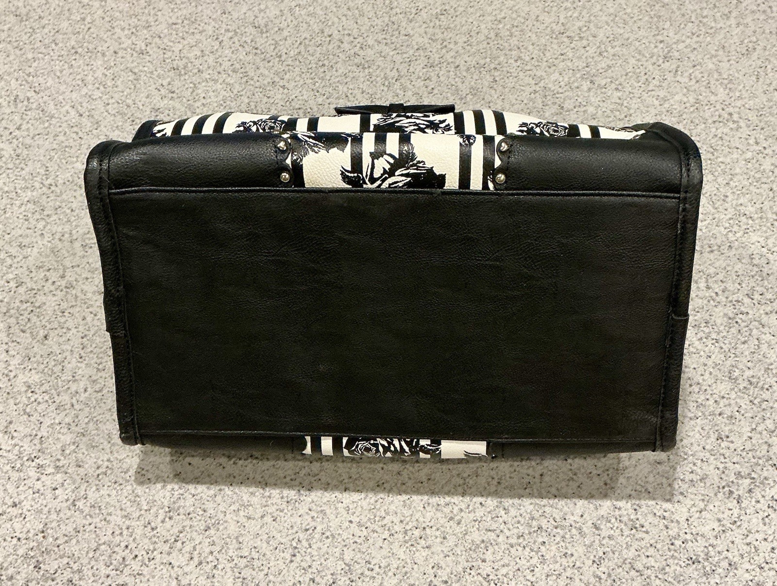 Betsey Johnson Purse Black Rose White Striped With A Bow + Necklace & Earrings