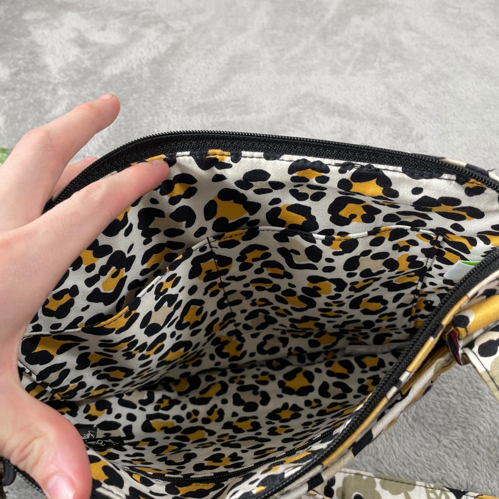 Vera Bradley Tablet Hipster Bag Womens Yellow Floral Leopard Print Crossbody New