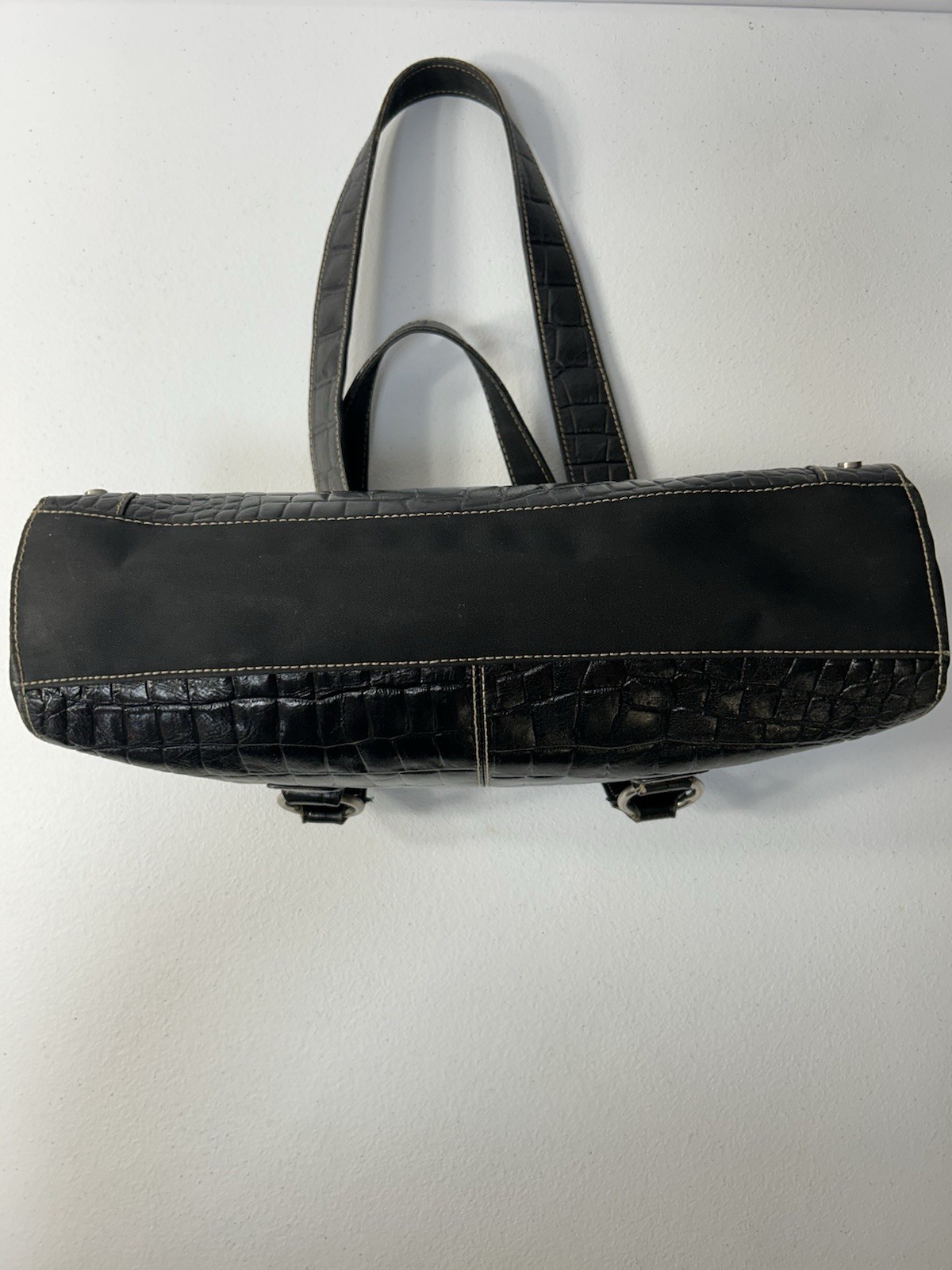 Franco Sarto Leather Tote Shoulder Bag| Faux Crocodile Embossed Leather Purse