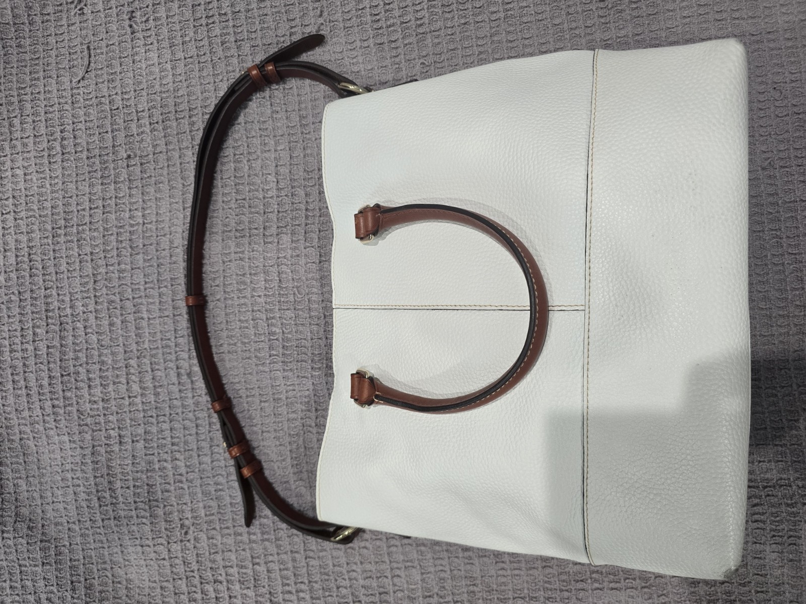 Dooney & Bourke Chelsea Shopper White Pebbled Leather Tote Shoulder Bag Large