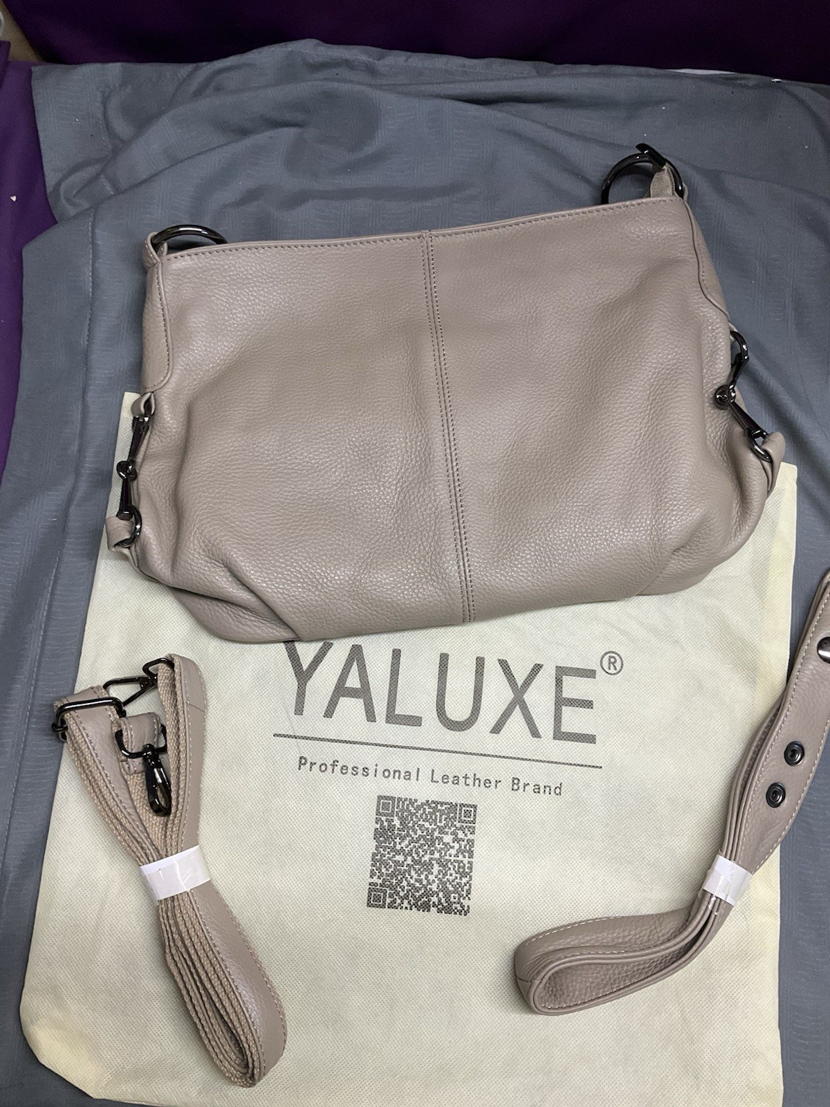 YALUXE Genuine Leather Shoulder Bags Stylish Hobo Handbags Purses Brown Apricot