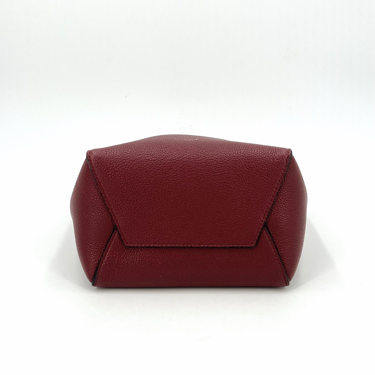 AUTH Celine Sangle Small Bucket Bag Wine Red Calfskin Shoulder tote Bag