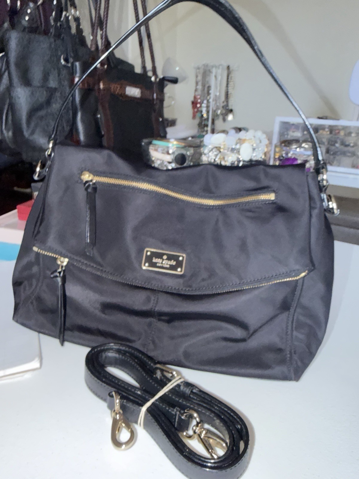 Kate Spade Lyndon Blake Avenue Crossbody Shoulder Bag Black Nylon