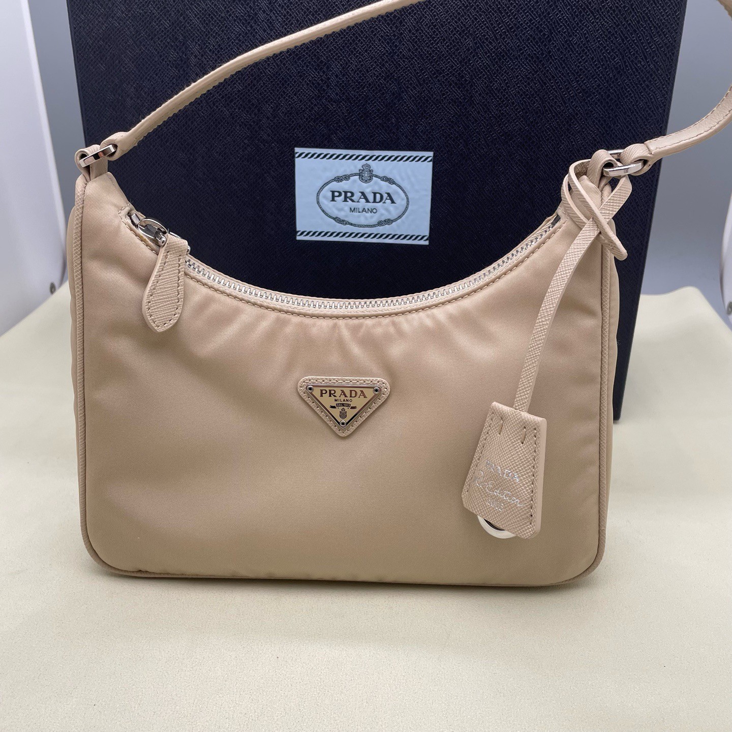 Prada Mini Camel Nylon Shoulder Bag （18.0×6.5×22）cm