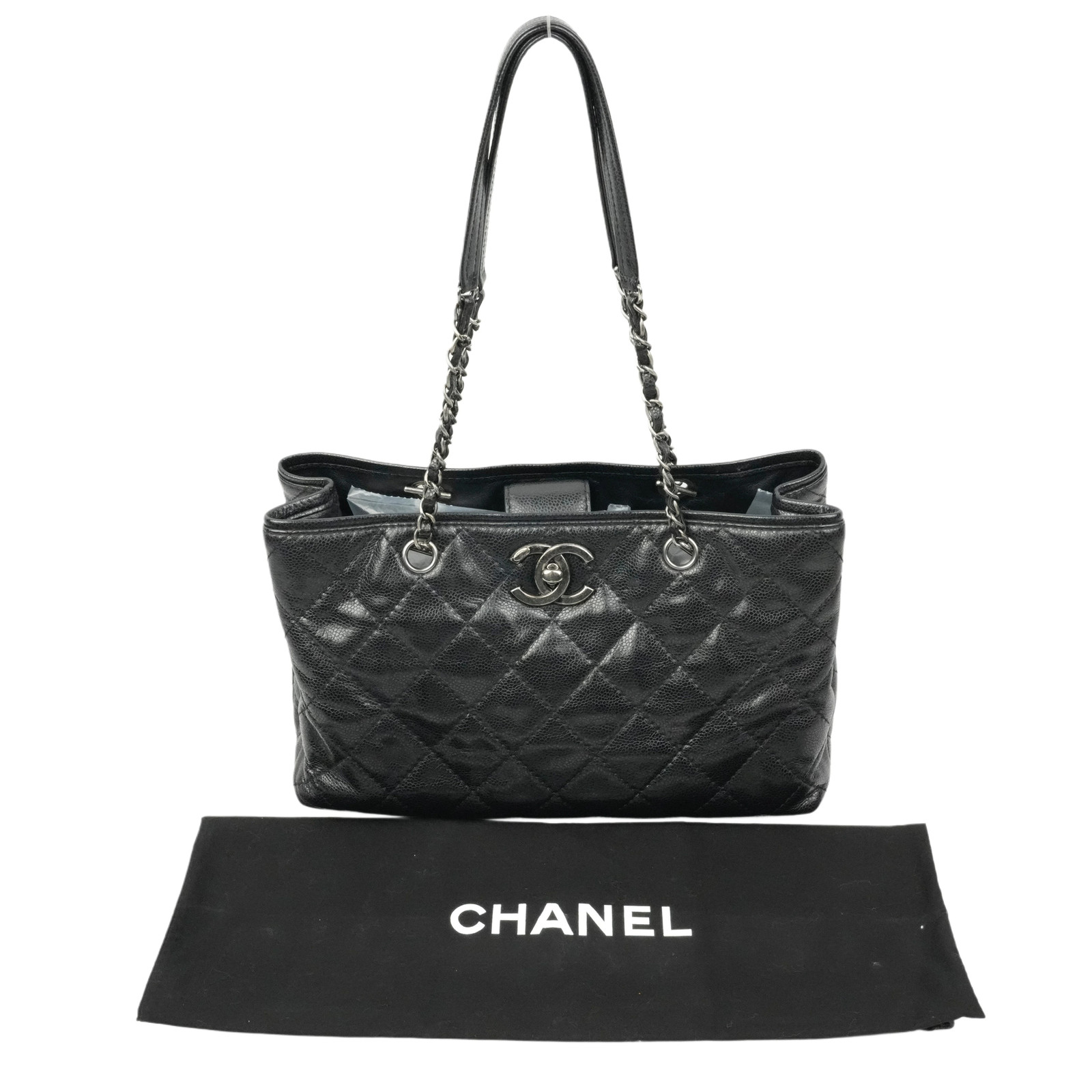 Used VINTAGE CHANEL 1991 1994 Matelass Caviar Skin Shoulder Bag Black Silver Har