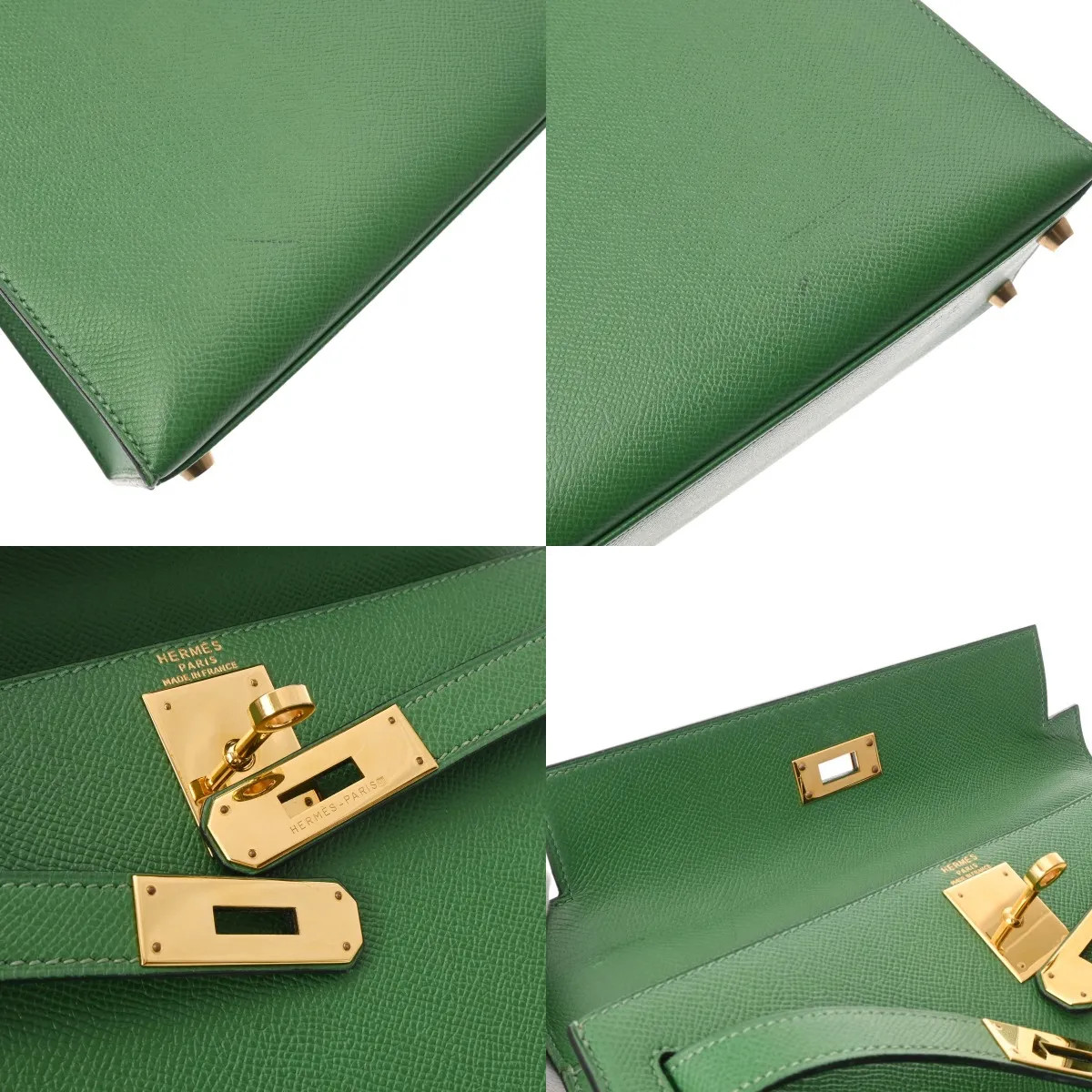 Hermes Kelly Handbag Courchevel Leather Green #WB288